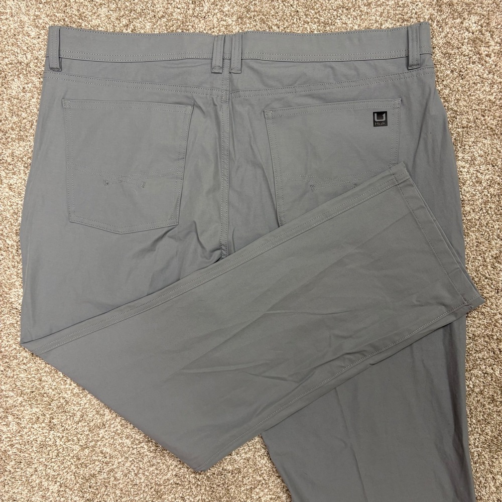 HUK Performance Fishing Pants Mens 40x30 Five Day Jean Grey Stretch Outdoor